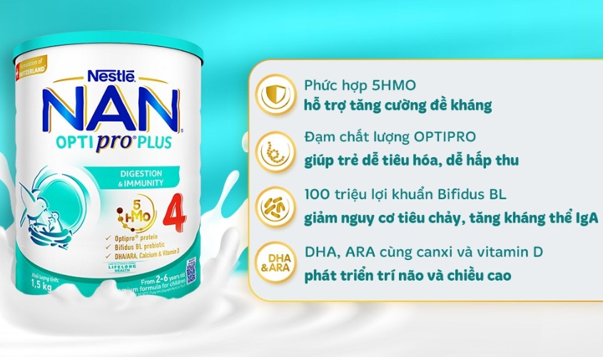 Sữa bột NAN Optipro Plus số 4 850g (2 - 6 tuổi)