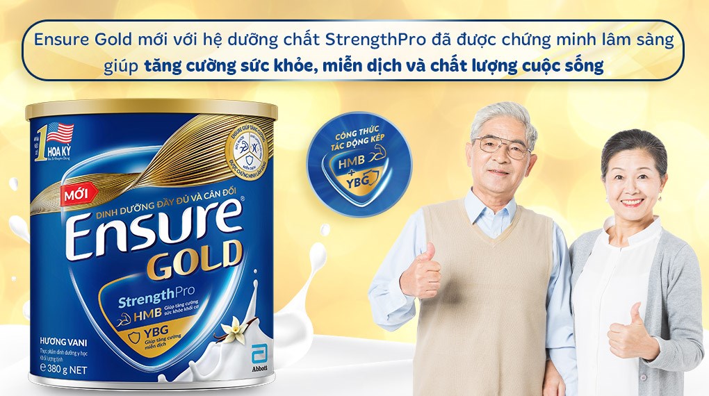 Sữa bột người lớn Ensure Gold StrengthPro hương vani 380g