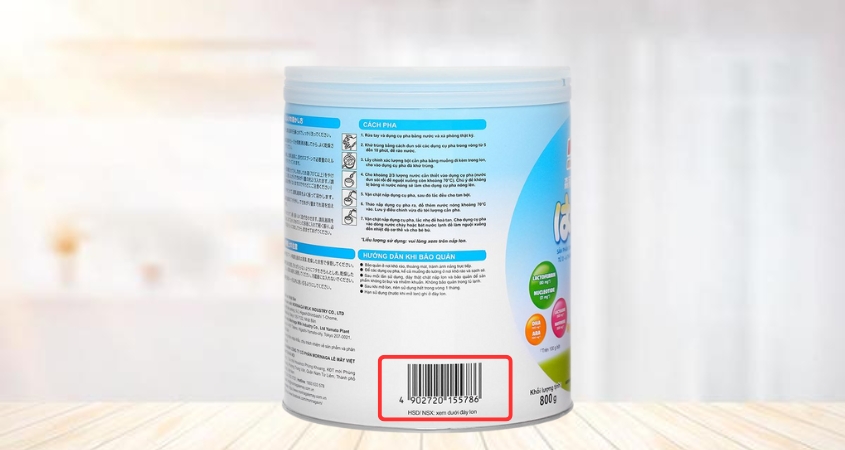 Mã vạch sữa Morigana nằm ở thân hộp sữa