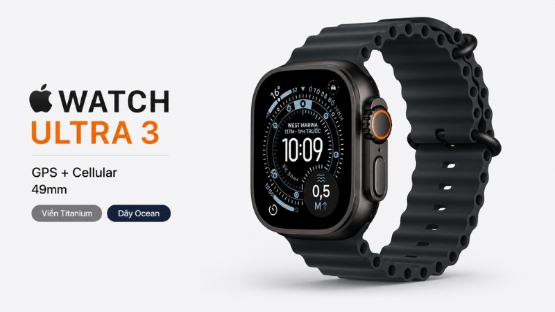 Apple Watch Ultra 3 GPS + Cellular 49mm viền Titanium dây Ocean Apple Watch Ultra 3 GPS + Cellular 49mm viền Titanium dây Ocean