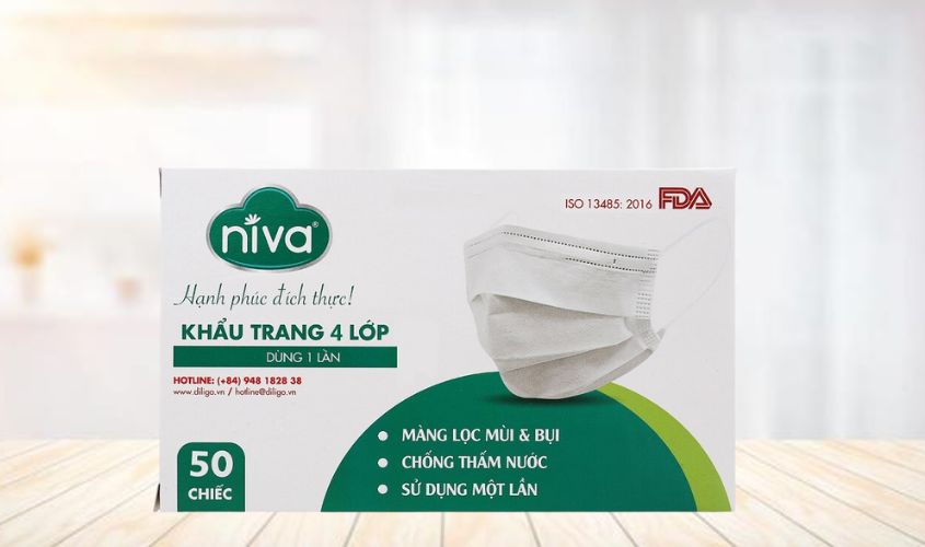 Hộp 50 cái khẩu trang y tế Niva 4 lớp
