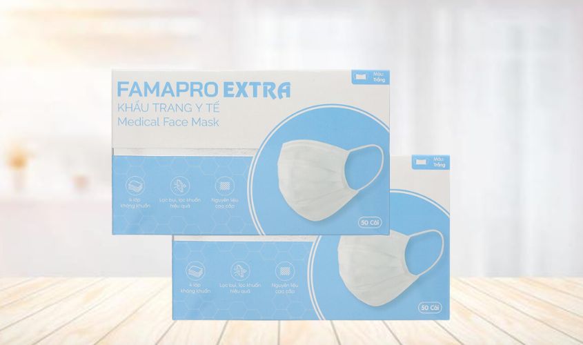 Combo 2 hộp 50 cái khẩu trang y tế FAMAPRO Extra 4 lớp