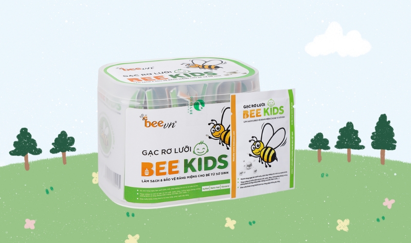 Gạc rơ lưỡi cho bé Bee Kids hộp 36 gói (từ 0 tháng)