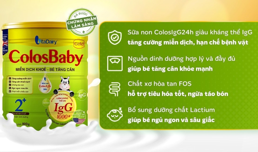 Sữa bột ColosBaby Gold 2+ hương vani 800g thơm ngon bổ dưỡng