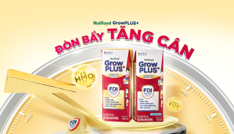 Thiết kế bao bì sữa Grow Plus đỏ