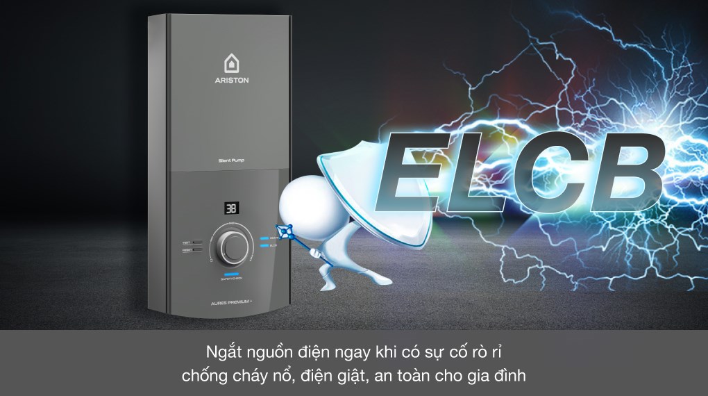 Máy nước nóng trực tiếp Ariston 4500W AURES PREMIUM+ 4.5P sử dụng an toàn