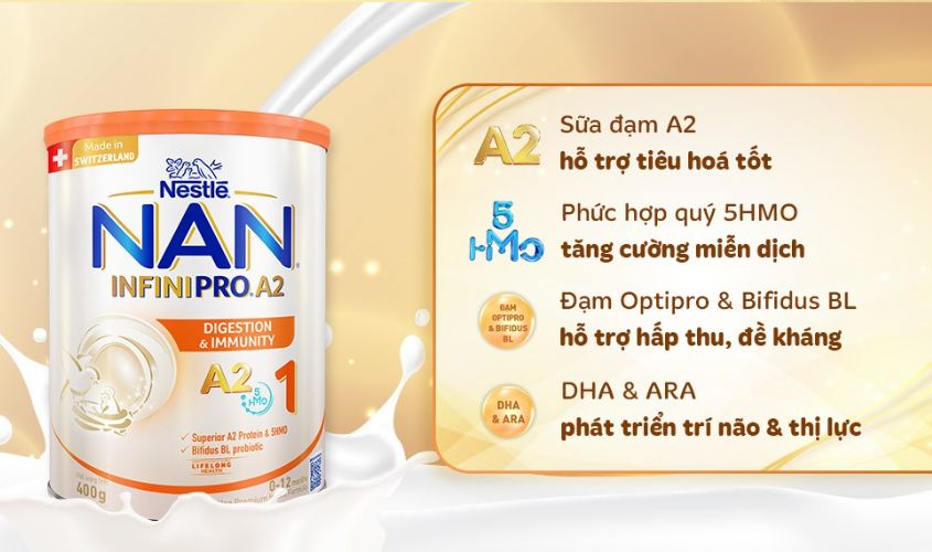 Sữa bột NAN InfiniPro A2 số 1 (đạm quý A2) 400g (0 - 12 tháng)