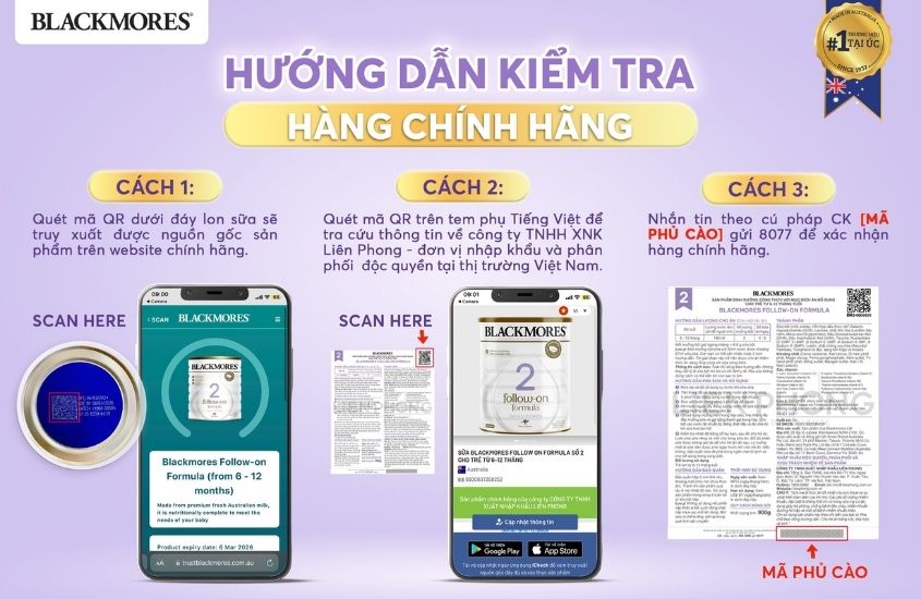 Hướng dẫn cách kiểm tra sữa Blackmores chính hãng Hướng dẫn cách kiểm tra sữa Blackmores chính hãng