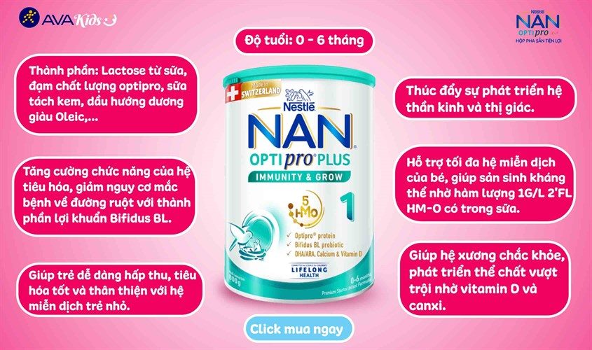 Sữa bột NAN Optipro plus số 1 800g (0 - 6 tháng)