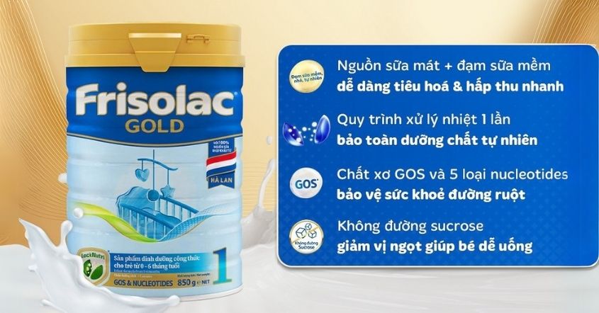 Sữa bột Frisolac Gold số 1 hương vani 850g (0 - 6 tháng)