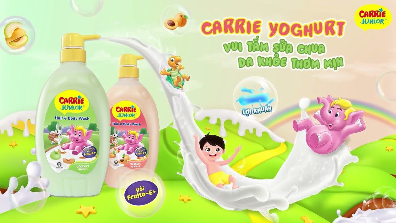 Sữa tắm & gội 2in1 cho bé Carrie Junior Yoghurt Apricot hương mơ 