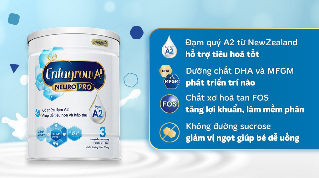 Sữa bột Enfagrow A2 Neuropro số 3 (đạm quý A2) 350g (1 - 6 tuổi)