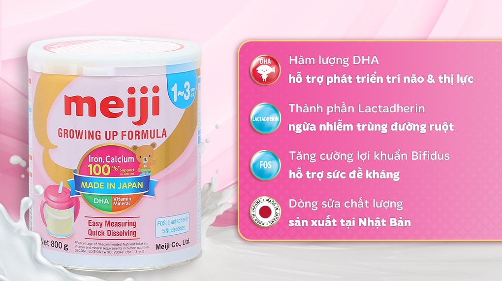 Sữa bột Meiji Growing Up Formula 800g (1 - 3 tuổi) - Giao bao bì ngẫu nhiên Sữa bột Meiji Growing Up Formula 800g (1 - 3 tuổi) - Giao bao bì ngẫu nhiên