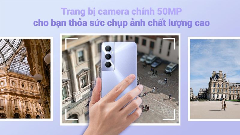 Mẫu điện thoại realme C65 với camera chính 50 MP