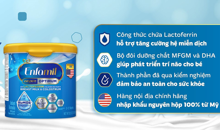 Sữa bột Enfamil Enspire Infant Formula 581g (0 - 12 tháng)