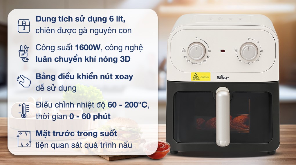 Nồi chiên không dầu Bear BAF-P63W1 6 lít