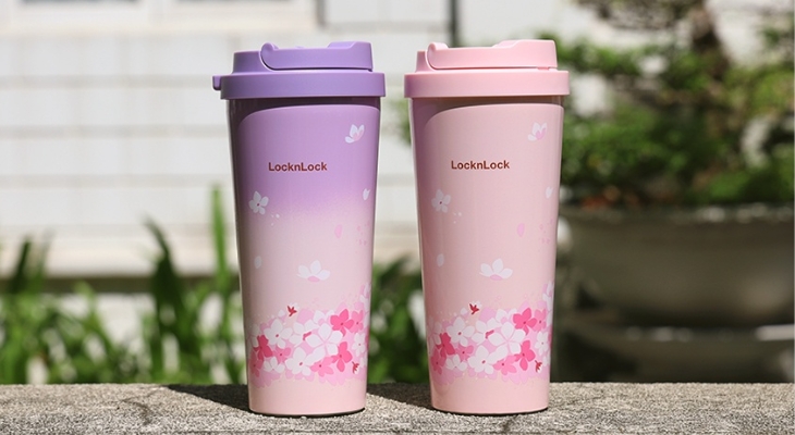 Bình giữ nhiệt inox 550 ml Energetic Tumbler Peach Blossom Lock&Lock mẫu LHC3249VOLPB và mẫu LHC3249PIKPB 