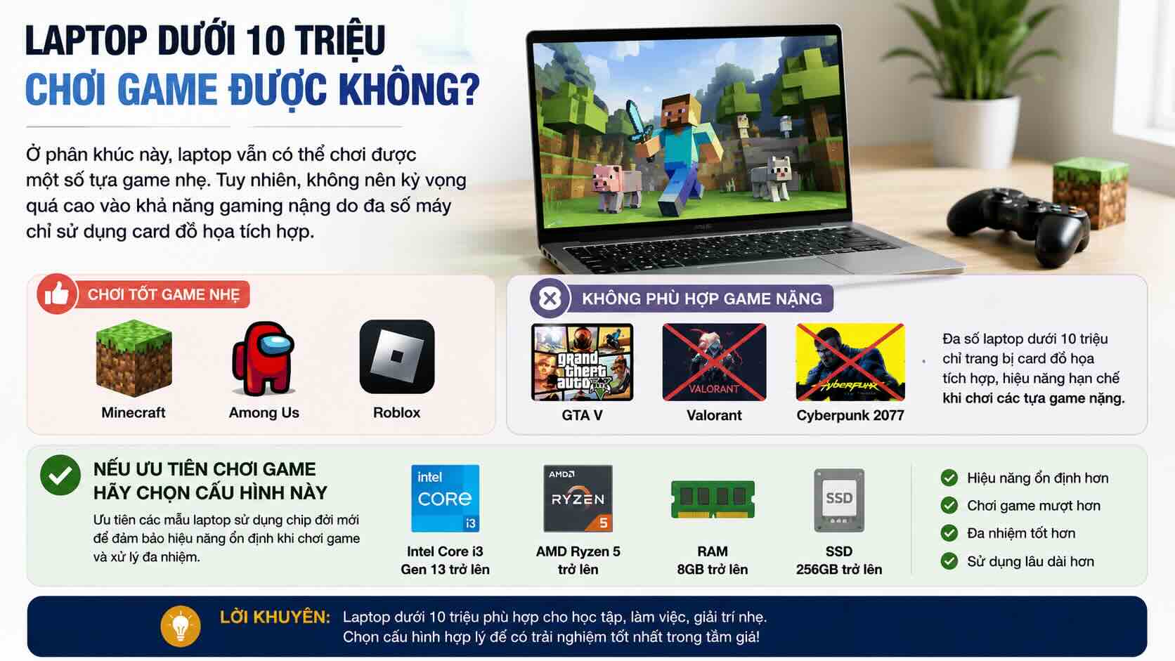 Laptop dưới 10 triệu chơi game tốt nhất Laptop dưới 10 triệu chơi game tốt nhất