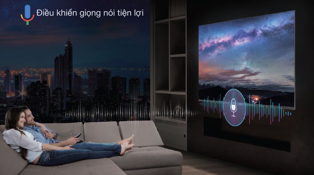 Google Tivi QLED Aqua 4K 70 inch AQT70K800UX có thể điều khiển từ xa bằng giọng nói dễ dàng 