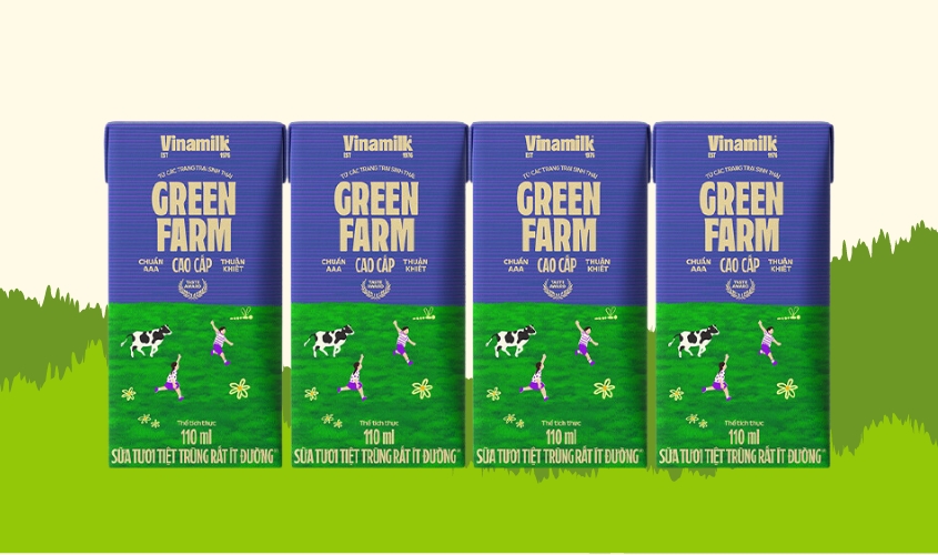 Lốc 4 hộp sữa tươi tiệt trùng Vinamilk Green Farm rất ít đường 110 ml (từ 1 tuổi) Lốc 4 hộp sữa tươi tiệt trùng Vinamilk Green Farm rất ít đường 110 ml (từ 1 tuổi)