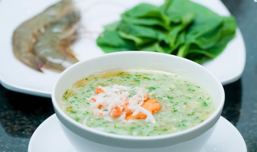 Hình minh họa cháo yến mạch tôm rau mồng tơi