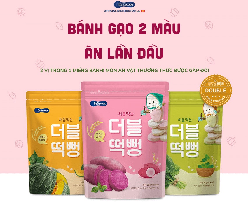 Bánh gạo ăn dặm BeBecook vị khoai lang tím gói 30g (từ 7 tháng)