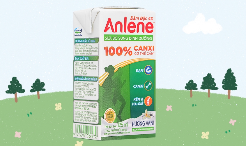 Lốc 4 hộp sữa bột người lớn pha sẵn Anlene Đậm Đặc 4X hương vani 125 ml