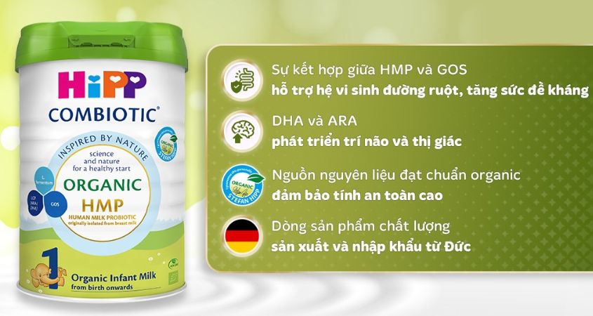 Sữa bột HiPP Organic Combiotic số 1 800g (0 - 6 tháng)