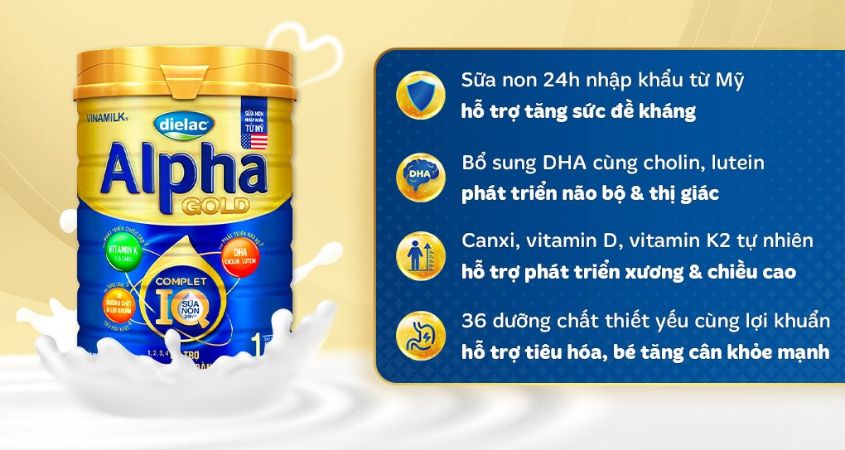 Sữa bột Dielac Alpha Gold IQ số 1 (sữa non) 800g (0 - 6 tháng)