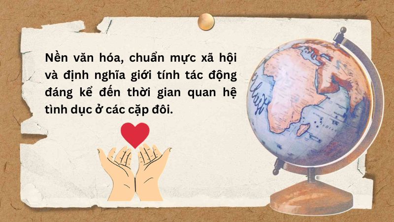 Chuẩn mực xã hội từ các nền văn hóa khác nhau ảnh hưởng đáng kể đến thời gian quan hệ