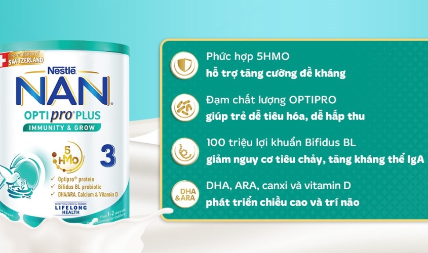 Sữa bột NAN Optipro Plus số 3 800g (1 - 2 tuổi)