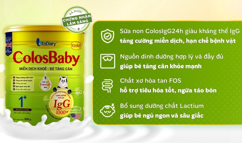 Sữa bột ColosBaby Gold 1+ (sữa non) hương vani 800g (1 - 2 tuổi)