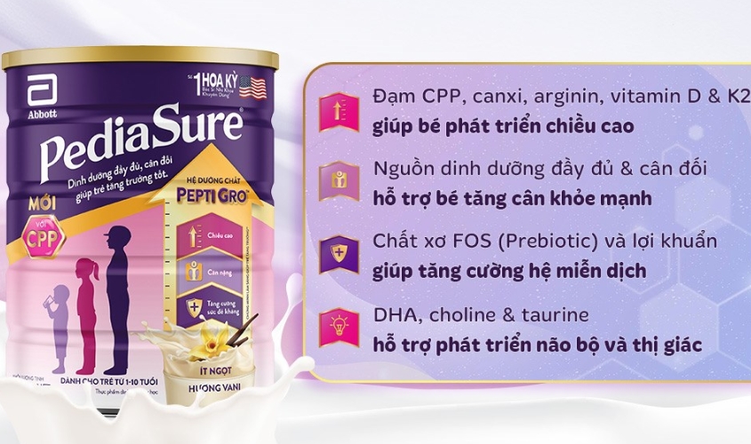 Sữa bột Abbott PediaSure BA hương vani 800g (1 - 10 tuổi)