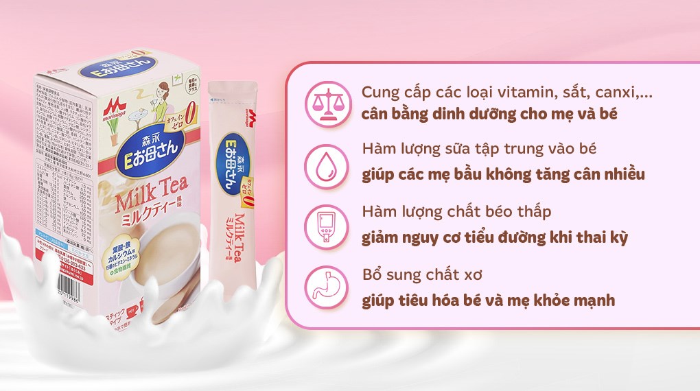 Sữa bầu dạng gói Morinaga hương trà sữa 216g