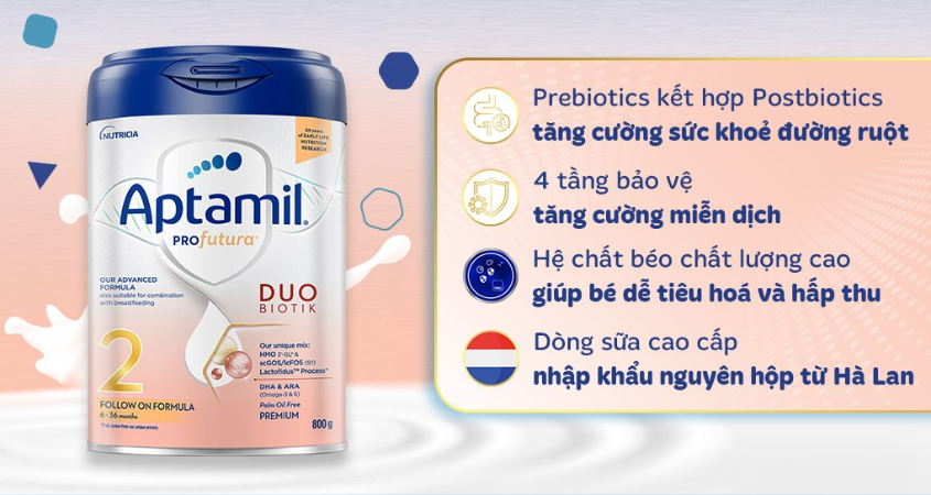 Sữa bột Aptamil Profutura Duobiotik số 2 800g (6 - 36 tháng)