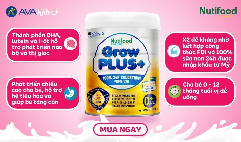 Sữa bột Nutifood GrowPLUS+ 850g (0 - 12 tháng)