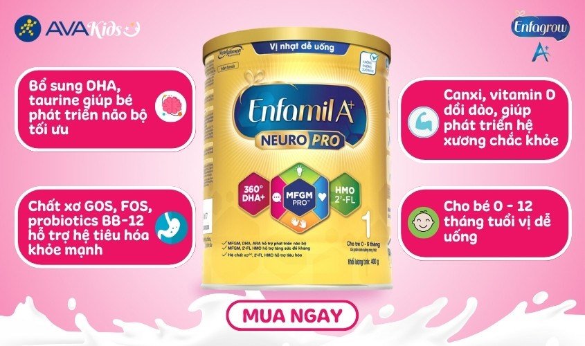 Sữa bột Enfamil A+ Neuropro số 1 vị nhạt dễ uống 400g (0 - 6 tháng)