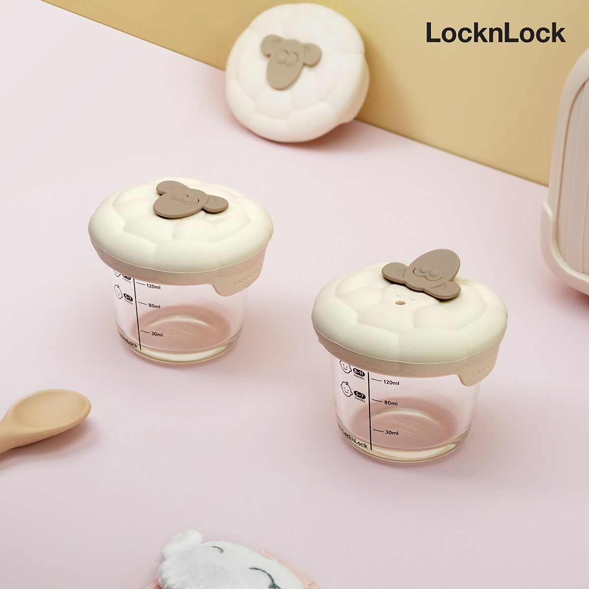 Bộ 2 hộp đựng thực phẩm thuỷ tinh Hàn Quốc 150 ml Lock&Lock LNG058S2IVY thuận tiện đựng thức ăn cho bé