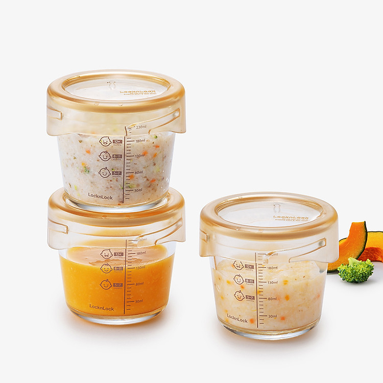 Bộ 3 hộp đựng thực phẩm thuỷ tinh Hàn Quốc 280 ml Lock&Lock LLG542S3IVY thiết kế thông minh, chất liệu an toàn
