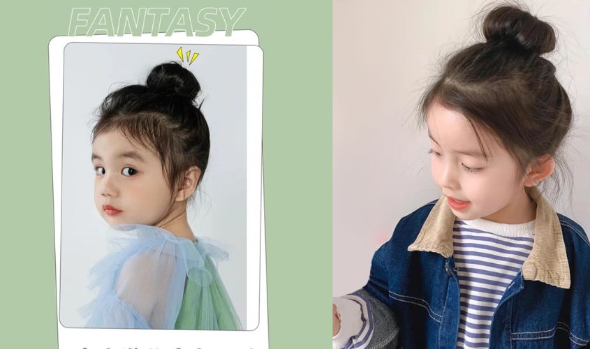 Tóc búi củ tỏi cho bé cực dễ thương, xinh xắn