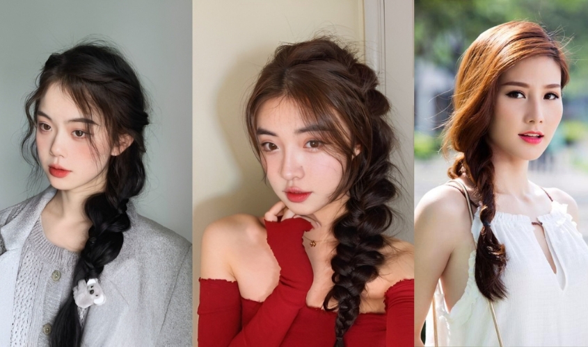 Kiểu tết tóc 1 bên