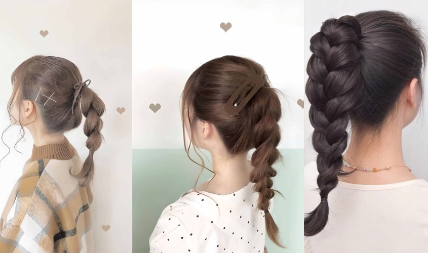 Tóc đuôi ngựa điểm nhấn với bím thắt ở đuôi đáng yêu cho bé