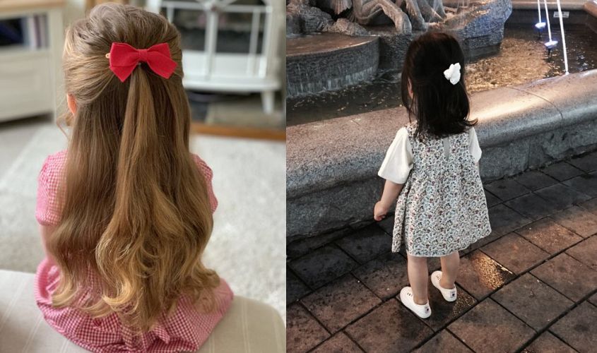 Kiểu cột tóc nửa đầu cho bé gái đơn giản, dễ thực hiện