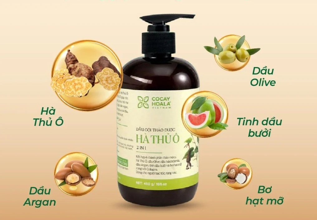 Dầu gội thảo dược Hà Thủ Ô 2in1 Cỏ Cây Hoa Lá 450g 