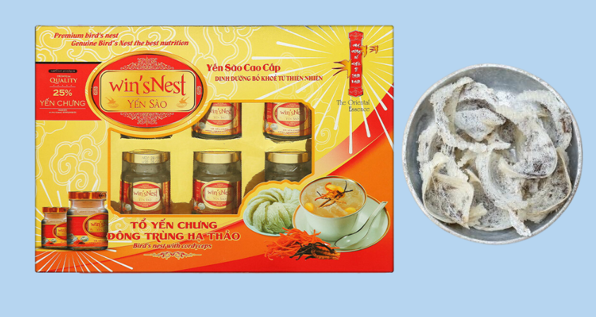 Hộp 6 hũ nước yến sào đông trùng hạ thảo Win Hộp 6 hũ nước yến sào đông trùng hạ thảo Win