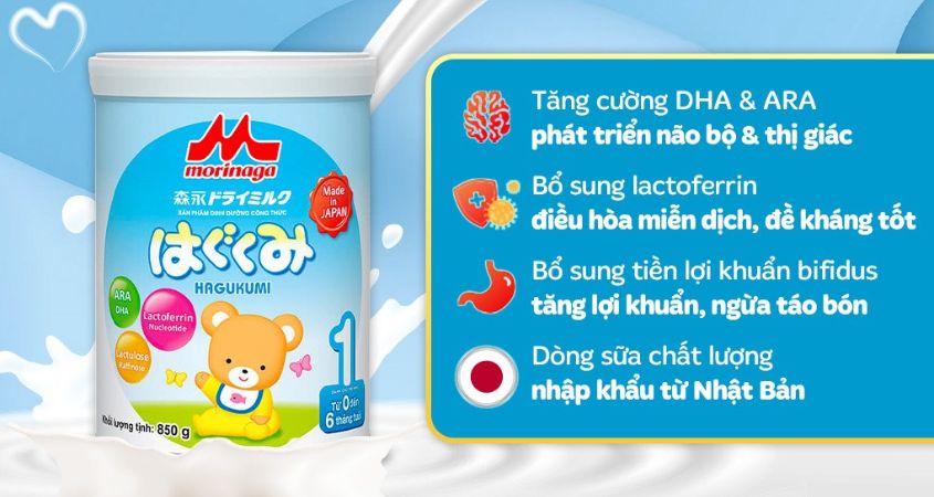 Sữa bột Morinaga Hagukumi số 1 850g (0 - 6 tháng)