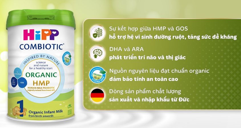 Sữa bột HiPP Organic Combiotic số 1 800g (0 - 6 tháng)