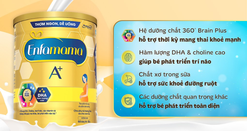 Sữa bầu Enfamama A+ 360° Brain Plus hương vani 830g