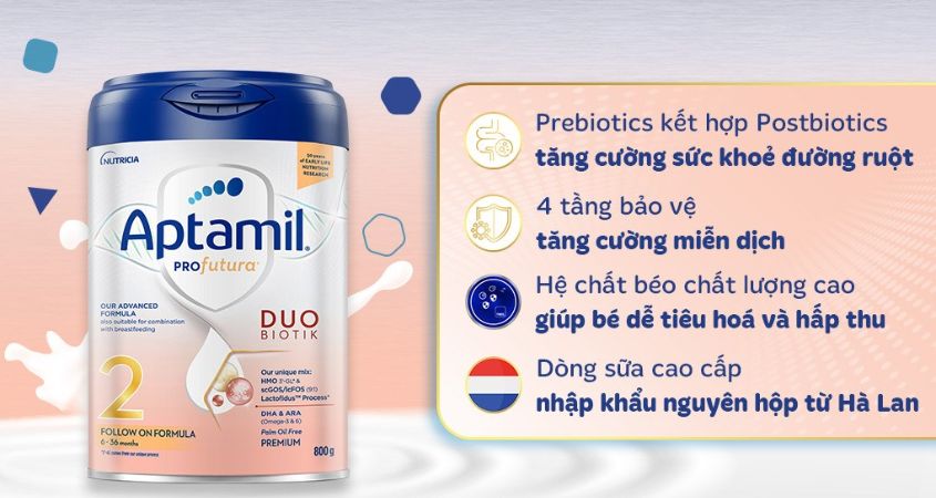 Sữa bột Aptamil Profutura Duobiotik số 2 800g (6 - 36 tháng)