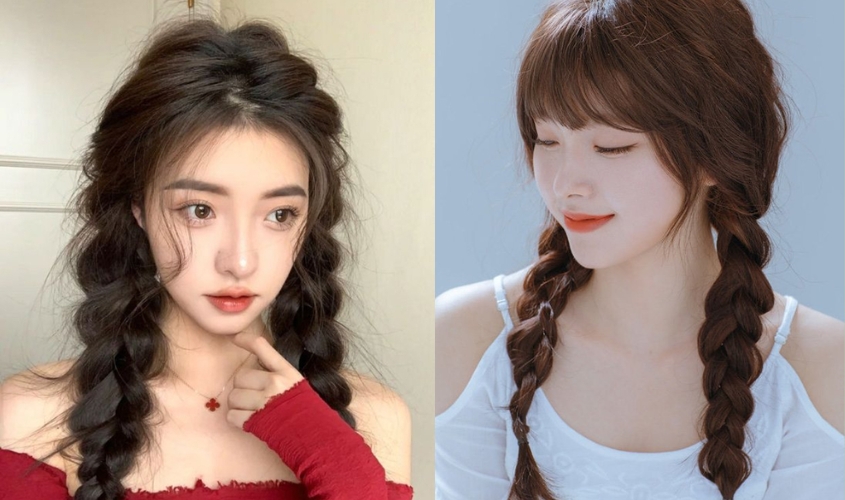 Tết tóc cho bé gái kiểu thả hai bên